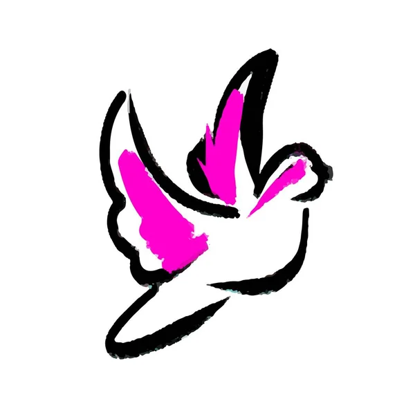 Bird Dudul Illustration Vektor Rosa Und Schwarze Farbe — Stockvektor