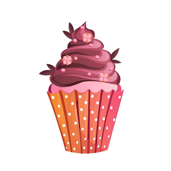 Cupcake Pour Saint Valentin Sur Fond Blanc Vecteur Style Dessin — Image vectorielle