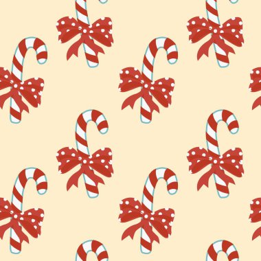 Noel lolipopu kusursuz desen. Vektör. Tekstil, duvar kağıdı veya baskı tasarımı için mükemmel