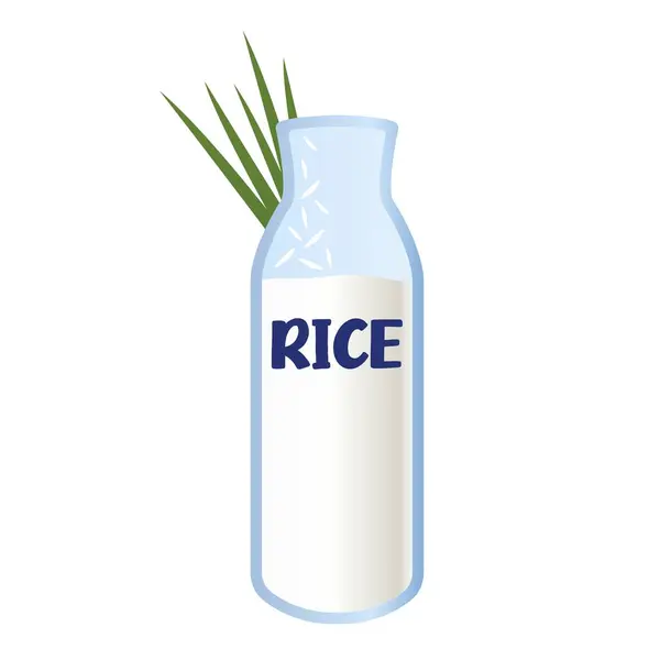Reismilch Auf Weißem Hintergrund Milch Auf Pflanzenbasis Vektor Vegetarische Produkte — Stockvektor
