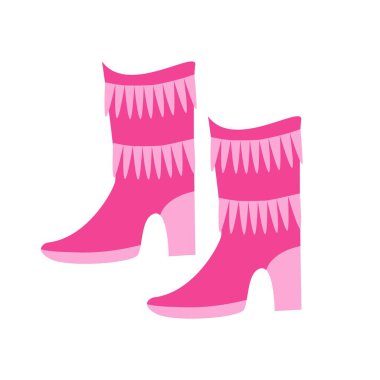 Beyaz arka planda kovboy çizmeleri. Kovboy kız çizmeleri, batı dekorlu..