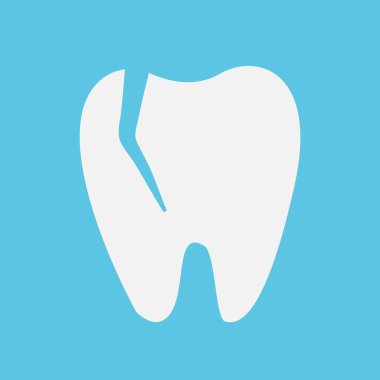 Kırık parçalı bir diş. Vektör, düz biçim.