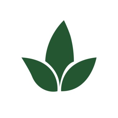 Organik yiyecekler. Çatal ve kaşık simgesi olan yaprak, beyaz arka planda izole edilmiş. Vektör illüstrasyonu.