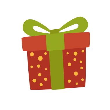 Şık kurdele ve fiyonklu bir hediye kutusu. Hediye kutusu. Hediyeler için dekoratif paket. Modern paketleme ürünü. Hediye toplama web simgesi. Vektör.