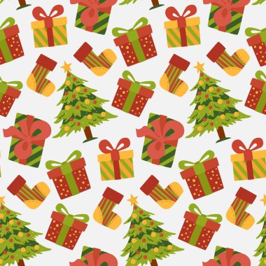 Kusursuz bir Noel deseni, yeşil bir arka plan. Yeni yıl arkaplanı