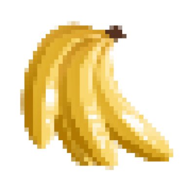 Canlı renklerde muz kümesi içeren bir vektör. Piksel sanatı