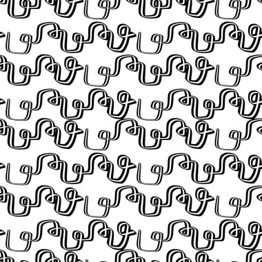 Tasarım boyunca sürekli akan çizgiler ve eğriler içeren soyut siyah ve beyaz vektör deseni.