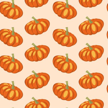 Hafif bir arka planda canlı turuncu balkabağı deseni, sonbaharın ve popüler hasat kutlamalarının özünü yakalıyor. Mevsimlik dekorasyon ve el işi için ideal..