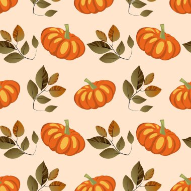 Yeşil ve kahverengi yapraklarla eşleştirilmiş parlak turuncu balkabakları canlı bir sonbahar şablonu oluşturur. Bu tasarım sonbaharın özünü yakalar, şenlikli dekorasyon ve el sanatları için mükemmeldir..