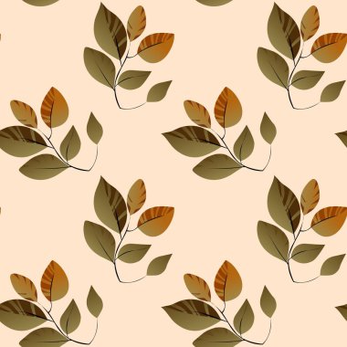 Sıcak renklerdeki yaprakların hassas desenleri tarafsız bir zeminde rahatlatıcı bir görüntü yaratır. Kumaş, duvar kâğıdı ya da kırtasiye tasarımları için mükemmeldir. Karmaşık detaylar doğal bir hissi çağrıştırıyor..