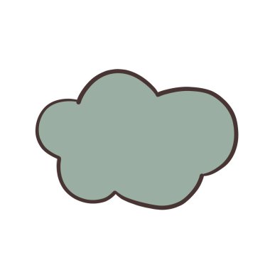 Çocuk baskıları, kartlar, hava tasarımları ve eğlenceli kompozisyonlar için el çizimi yeşil bulut çizimi.