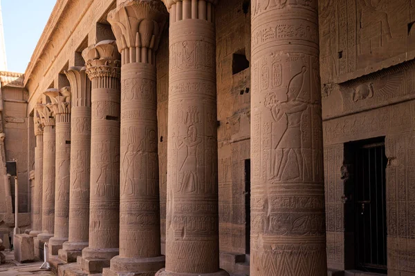 Pilaren Van Isis Tempel Philae Aswan Egypte — Stockfoto