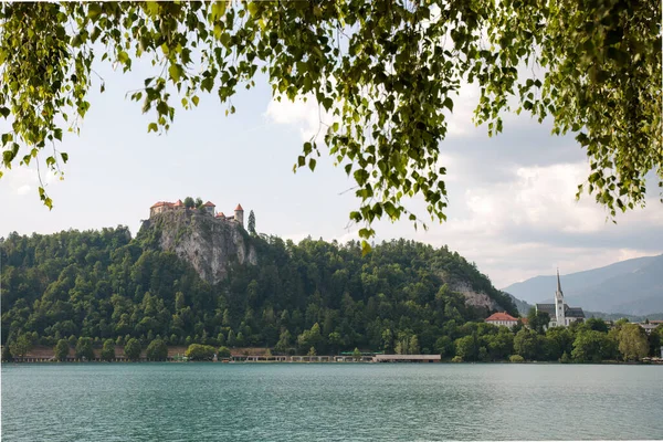 Stock image Vista from lake Bled in Slovenian alps.