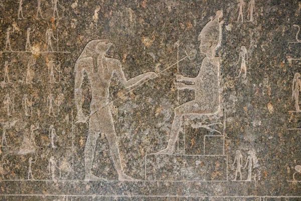 Ancient Egyptian hieroglyphs engraved in stone - Cairo.