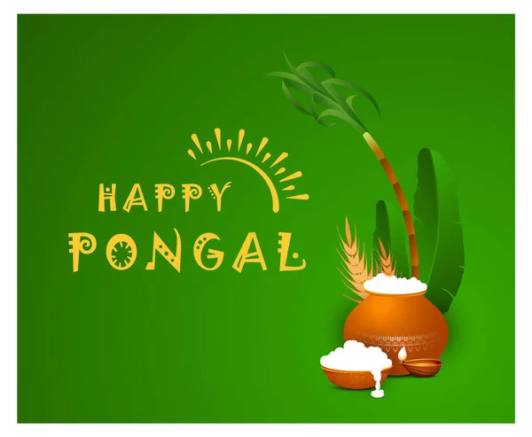 Illust Feliz Pongal Holiday Harvest Festival Tamil Nadu Sul Índia — Vetor de Stock
