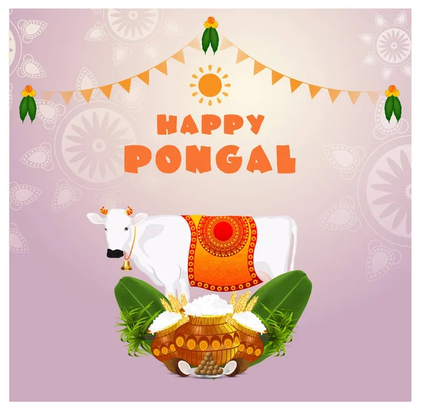 Joyeuse Fête Pongal Fond Tamil Nadu Inde — Image vectorielle
