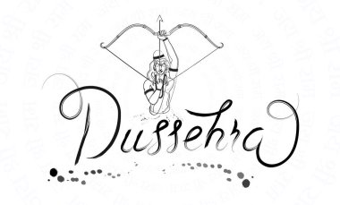 Lord Rama 'nın Dussehra, Vijayadashami' de Ravana 'yı öldürüşünün mutlu Dussehra çizimleri.