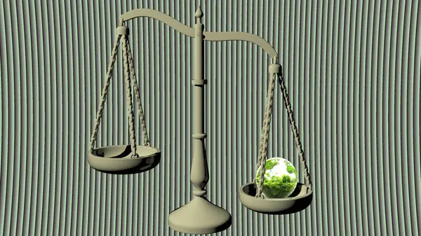 3 d illustration of a green plant environmet scale gavel environmental scale balance