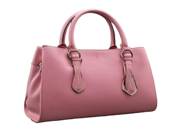 Siyah bir arka planda, deri bir kadın çantası.