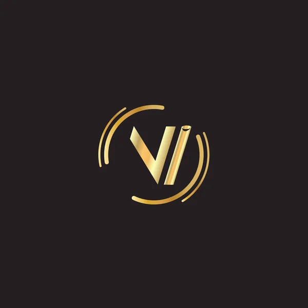 Simples Cor Ouro Limpo Cartas Logotipo Vector — Vetor de Stock