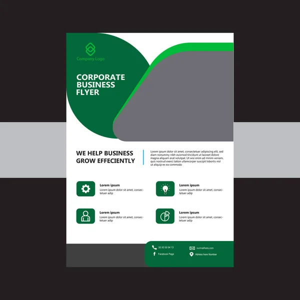 Modello Brochure Aziendale Design Con Colore Verde — Vettoriale Stock