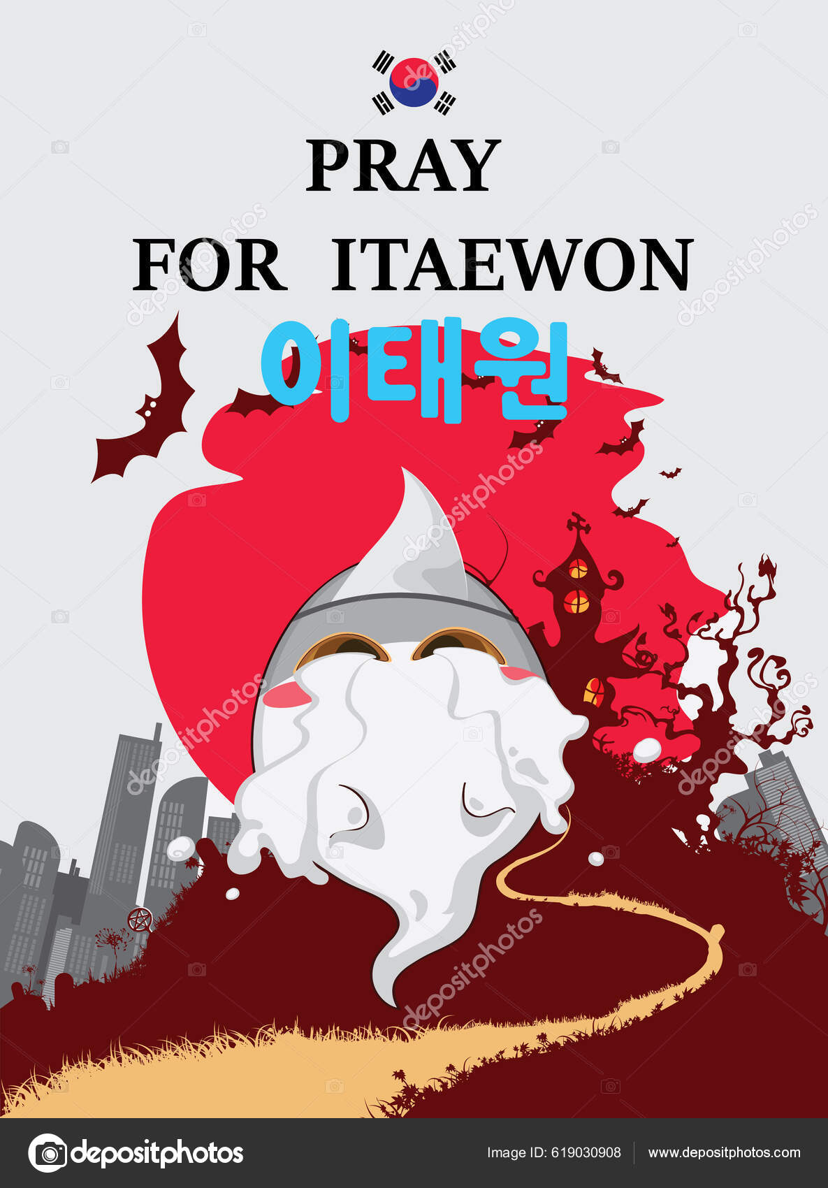 Ore Por Itaewon Tragédia Coréia Halloween 2022 imagem vetorial de