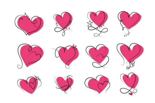 Red Heart Love Sign Forever Laser Cut Romantic Wedding Symbols — Stock Vector