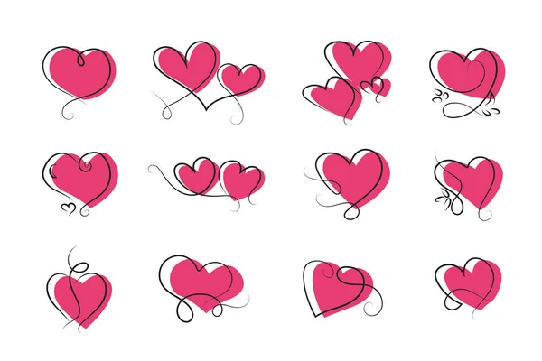 红心永远签署激光切割 浪漫和婚礼的象征 情人节的平淡元素 — 图库矢量图片