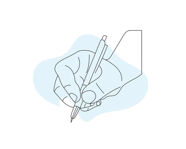 ペンと文字を持つ人間の手 ジェスチャーの位置のスケッチ線画 最小限のラインアートイラスト ロイヤリティフリーのストックイラスト