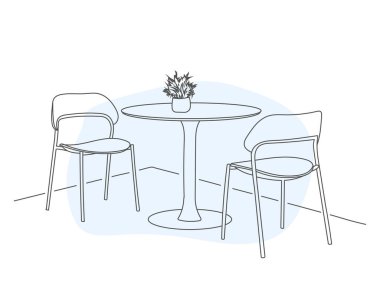 Oturma odası koltuğu, çizgi çizimi, vektör çizimi