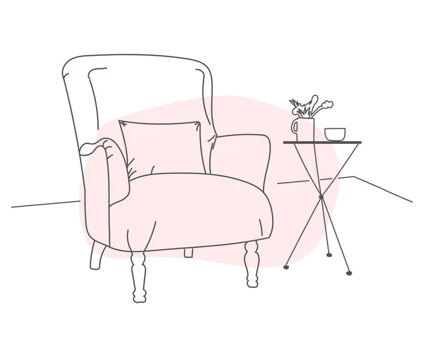 Croquis Doodle Chaise Salon Dessin Trait Vecteur — Image vectorielle