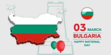 Bulgaria national day banner with Bulgarian 3D map and flag colors theme background. Happy liberation day Bulgaria. Vector illustration.