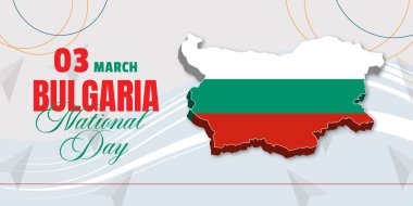 Bulgaria national day banner with Bulgarian 3D map and flag colors theme background. Happy liberation day Bulgaria. Vector illustration.