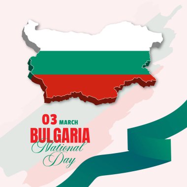 Bulgaria national day banner with Bulgarian 3D map and flag colors theme background. Happy liberation day Bulgaria. Vector illustration.