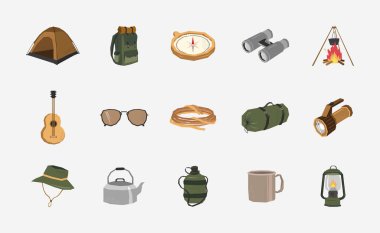 Düz tasarımda kamp vektörü