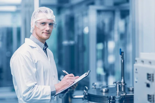 Retrato Fábrica Medicina Científico Trabajador Trabajo Proceso Plantas Laboratorio Doctor — Foto de Stock