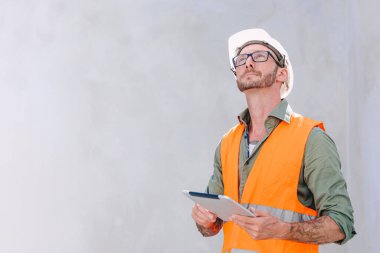 engineer male construction builder. portrait profile professional worker