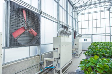 indoor greenhouse agriculture farm air ventilator cooling wind flow pipe tube temperature humidity control system for planting clipart