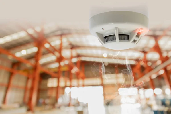 Fire Alarms Warehouse Smoke Detector Fire Detector Safety Device Setup — Stock Photo, Image