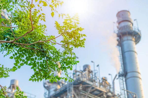 優れた環境のための緑の工場産業オゾン空気低炭素フットプリント生産コンセプト — ストック写真