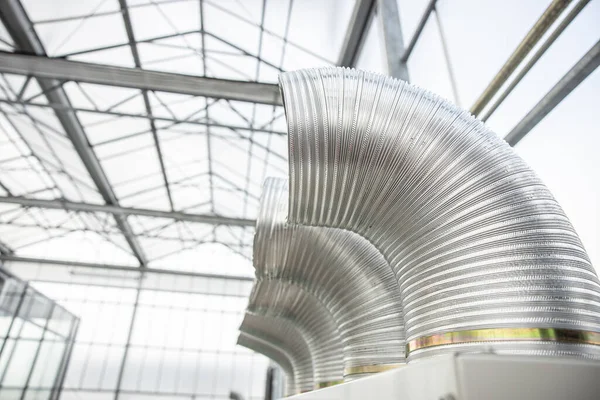 Flexibelt Aluminiumrör För Ventilationsfläkt Lantbruk — Stockfoto