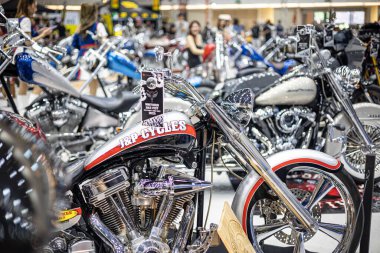 Harley Davidson Özel Yapım Yarışma ve Sergi Helikopteri Motosiklet Festivali, Norveç bisiklet festivali 2023. 20 Mayıs 2023, Chiang Mai, THAILAND.