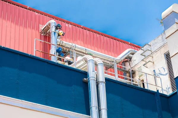 Comercial Gebäude Lüften Rohr Rauch Klimaanlage Rohre Leitungssystem Freien — Stockfoto