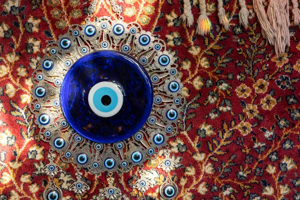 Blue Turkish Evil Eye Nazar Amulet Nazar Boncugu Azul Zafiro —  Fotos de Stock