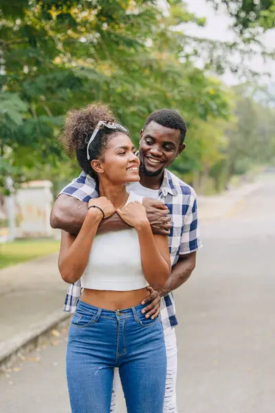 Encontro Casal Homem Mulher Dia Dos Namorados Africano Amante Preto — Fotografia de Stock