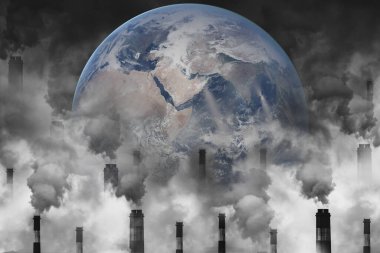 Dünya 'da hava kirliliği krizi kömür santrali endüstriyel karbon yayma kavramından zehirli sülfür dumanı. Bu görüntünün elementleri Nasa tarafından döşenmiştir