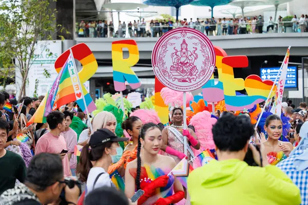 stock image Bangkok Pride Festival 2024 Parade of LGBTQIAN people at Siam Center MBK in concept Celebration Of Love Pride Month, 1 June 2024, Bangkok, Thailand.