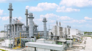 Birleşik Devir Güç Santrali. Buhar Türbini Modern Temiz Güç jeneratörü binası. Büyük elektrik endüstrisi.