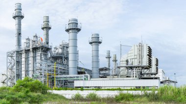 Birleşik Devir Güç Santrali. Buhar Türbini Modern Temiz Güç jeneratörü binası. Büyük elektrik endüstrisi.