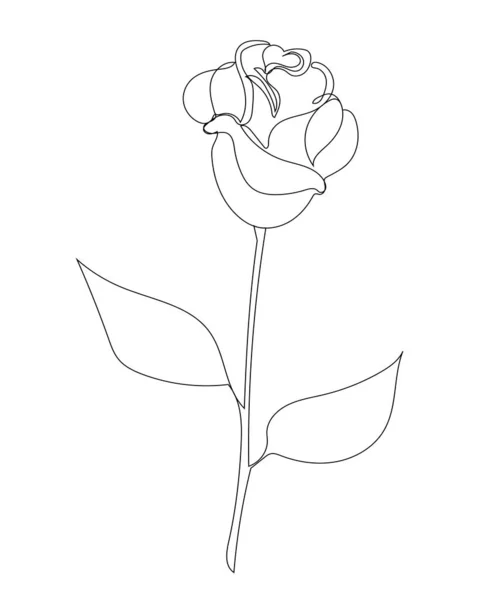 Простой Контурный Рисунок Розы Стиле Линейного Искусства Одна Линия Современный — стоковый вектор